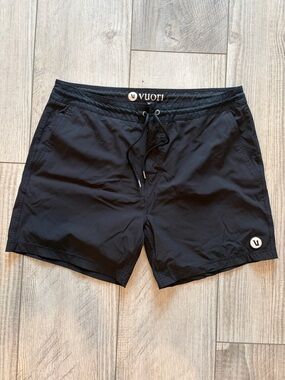 Vuori Black Athletic Drawstring Shorts